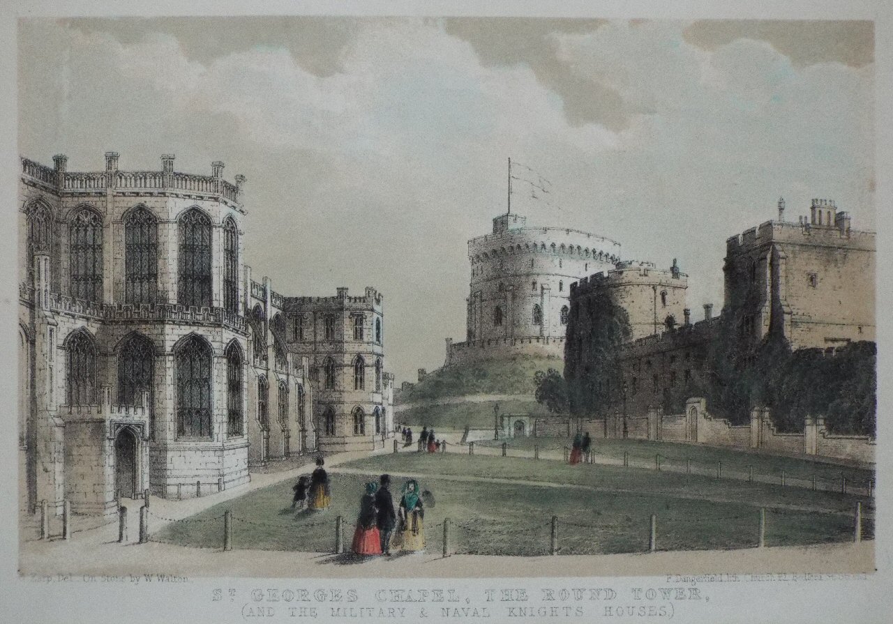 Lithograph - St. Georges Chapel, The Round Tower, (and the Military & Naval Knights Houses.) - Walton